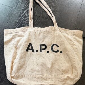 A.P.C. Cream light pink  Tote with Black Logo